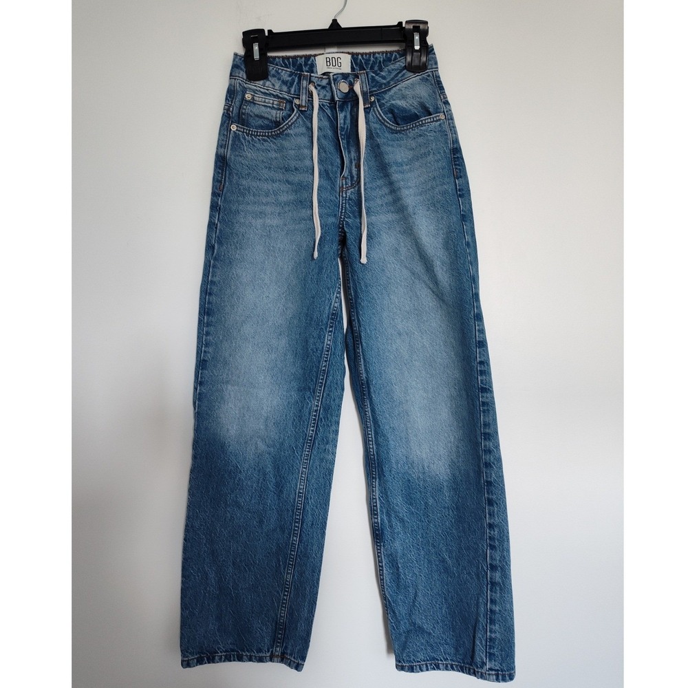 BDG Urban‎ Outfitters Baggy Wide Leg Drawstring Jeans Medium Wash Blue 24W